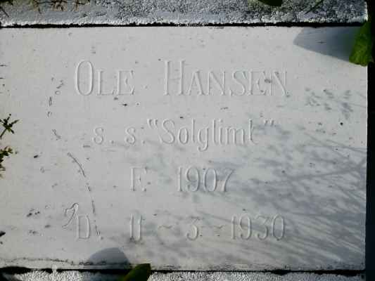 Detail of Grave of HANSEN, Ole