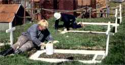 Painting grave surrounds, Leith (Old) 1998/99