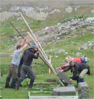BSES group re-erect fallen headstone at Leith (main) cemetery in December 2003