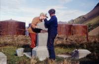 Repairing broken headstone, Stromness 1998/99