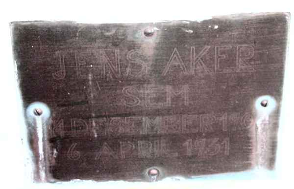Detail of Grave of AKER, Jens