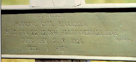 Detail of Grave of EDVARDSEN, Carl