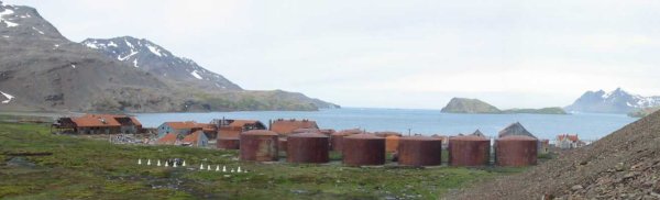 Stromness cemetery behind the abandoned whaling station